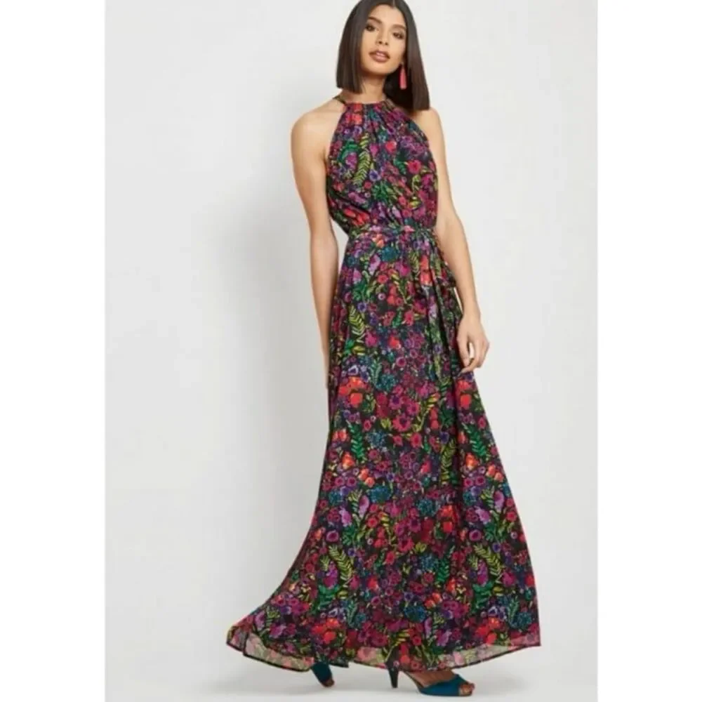 ModCloth Illuminated Elegance Chiffon Maxi Dress Size Medium - Picture 1 of 8